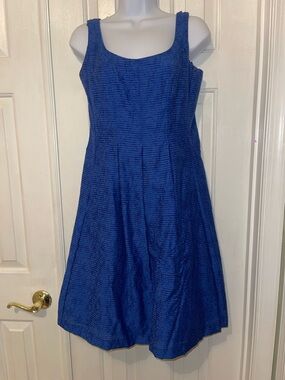 Nine West Royal Blue Textured Sleeveless Fit-and-Flare Dress